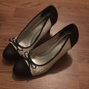 Black and white heels